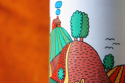 detail from vintage Crown Devon pottery biscuit barrel
