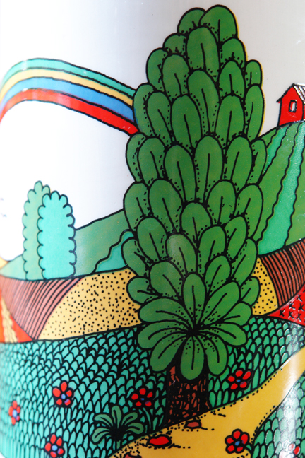 detail from vintage Crown Devon pottery biscuit barrel