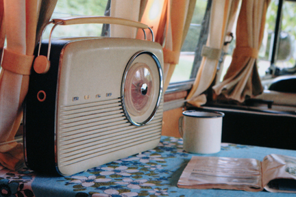 page in My Cool Campervan featuring a Bush radio in a vintage campervan