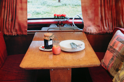 page in My Cool Campervan featuring the dining table in a vintage campervan
