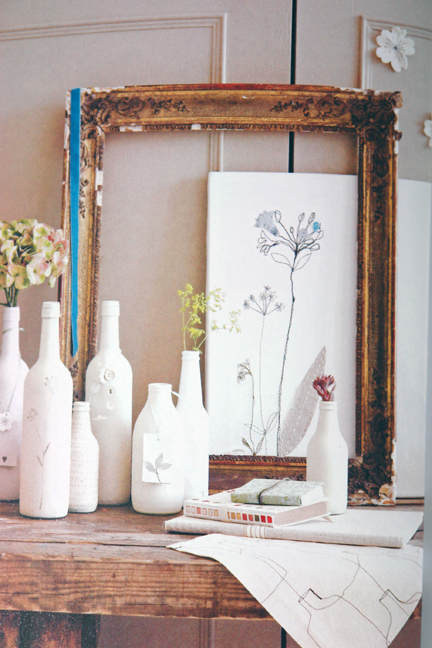 page from Homemade Home book showing various hand-painted bottles page from Homemade Home book showing various hand-painted bottles