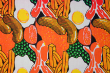 vintage fabric with mixed grill dinner pattern