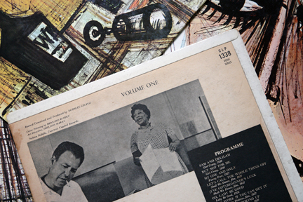pile of Ella Fitzgerald LP covers illustrated by Bernard Buffet