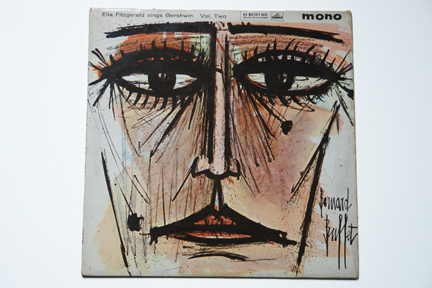 Ella Fitzgerald LP cover with a woman's face illustrated by Bernard Buffet