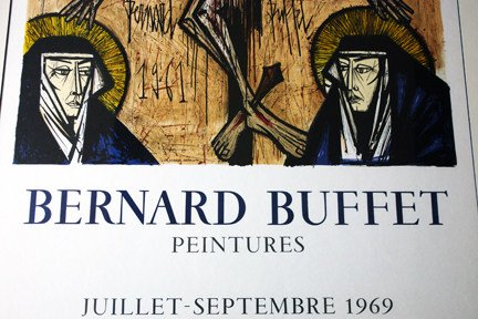 detail from vintage 1968 Bernard Buffet exhibition poster