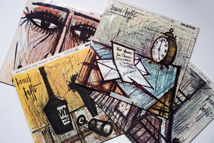pile of Ella Fitzgerald LP covers illustrated by Bernard Buffet