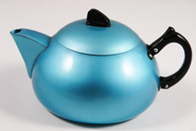 sky blue vintage 1950s powder coated aluminium teapot