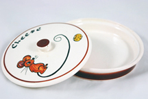 Vintage pottery cheese dish for Dairylee slices