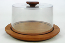 vintage teak & plastic domed cheese dish
