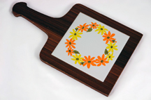 Vintage wood & ceramic tile handled cheese board