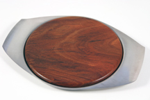 vintage wood & stainless steel cheese board