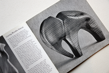 pages from a vintage craft booklet showing hand carved wooden elephant
