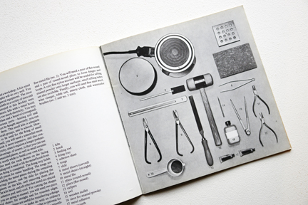 page from a vintage craft booklet showing crafting tools