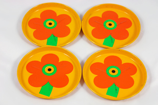 set of vintage flower patterned coasters designed by Al and Lena Eklund
