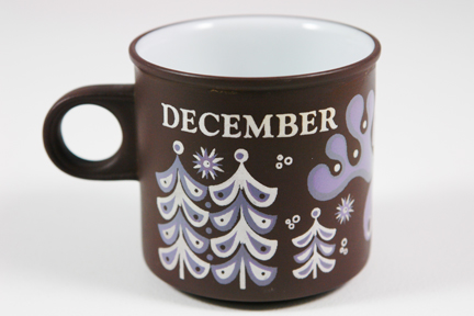 vintage "December" mug produced by Hornsea Pottery