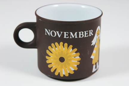 vintage "November" mug produced by Hornsea Pottery