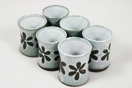 set of vintage pottery egg cups set of vintage pottery egg cups