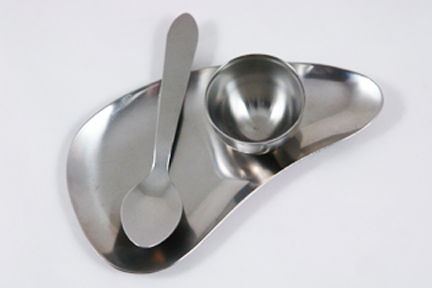 vintage stainless steel egg cup on stand with matching spoon vintage stainless steel egg cup on stand with matching spoon