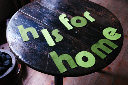 making felt letters for bunting for H is for Home's 1st vintage fair