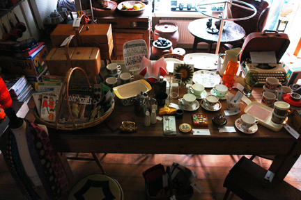 H is for Home's vintage fair 'dry run' on our kitchen table