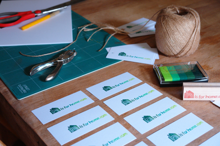 making tags for H is for Home's 1st vintage fair