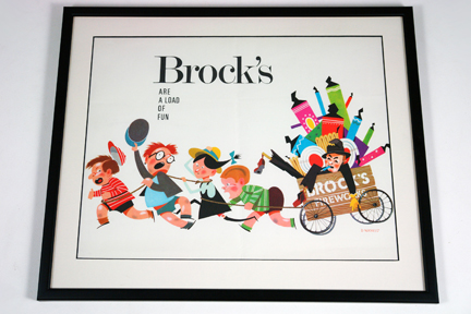 vintage framed Brocks Fireworks illustrated poster
