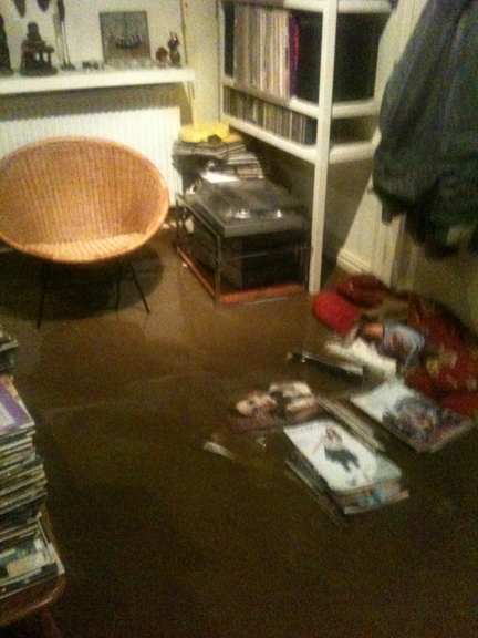 a flooded corner of our sitting room