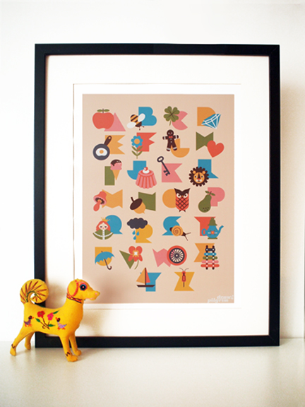 framed alphabet illustration by Pilgrim Lee