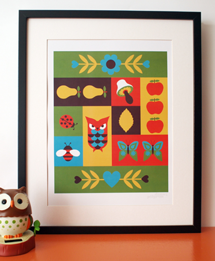 framed 'Nature Patchwork' illustration by Pilgrim Lee