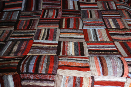 hand crocheted striped throw