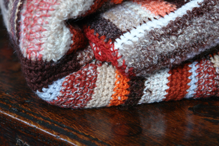 hand crocheted striped throw