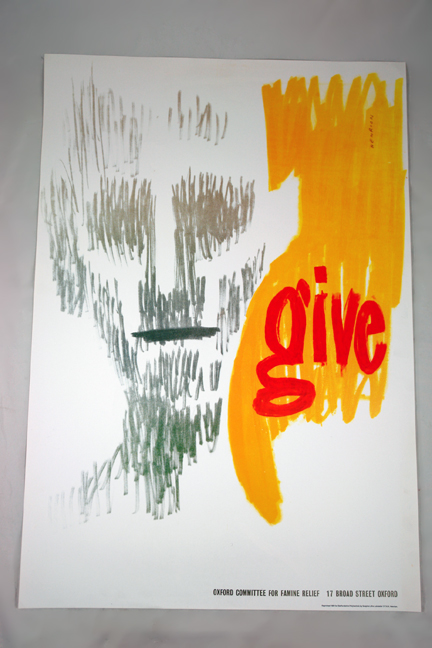FHK Henrion Oxford Committee for Famine Relief 'Give' poster from a collection bought at auction by H is for Home FHK Henrion Oxford Committee for Famine Relief 'Give' poster from a collection bought at auction by H is for Home