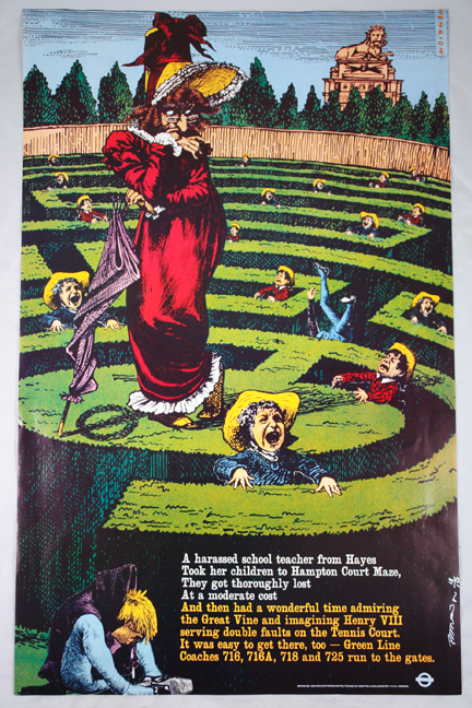 FHK Henrion Hampton Court London Transport travel poster from a collection bought at auction by H is for Home FHK Henrion Hampton Court London Transport travel poster from a collection bought at auction by H is for Home