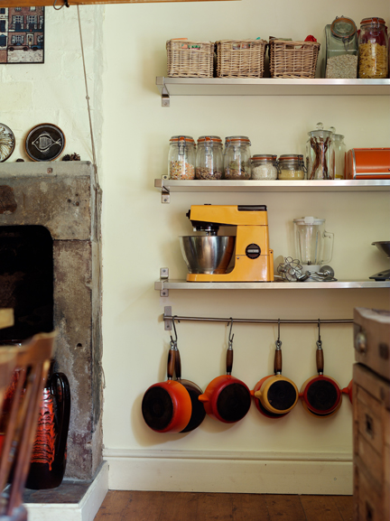 Vintage orange Kenwood mixer on a shelf in H is for Home's kitchen