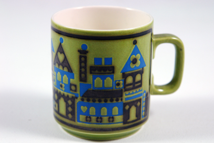 vintage Hornsea Pottery mug with buildings