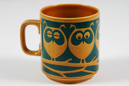 vintage Hornsea Pottery mug with owls