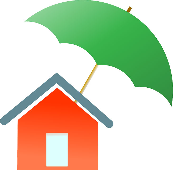 Illustration of a house under an umbrella Illustration of a house under an umbrella