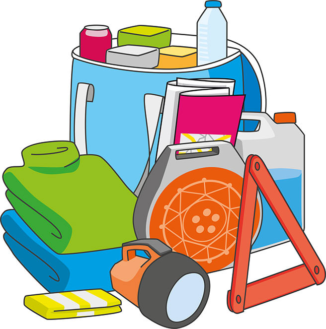 Packed emergency bag of supplies Packed emergency bag of supplies