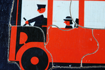 detail of vintage children's jigsaw of a red London double decker bus detail of vintage children's jigsaw of a red London double decker bus