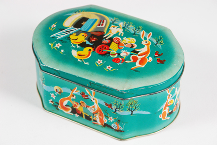 vintage tin with Easter illustration