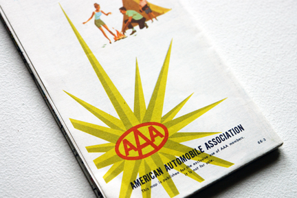 detail of a vintage AAA travel map from the 1960s