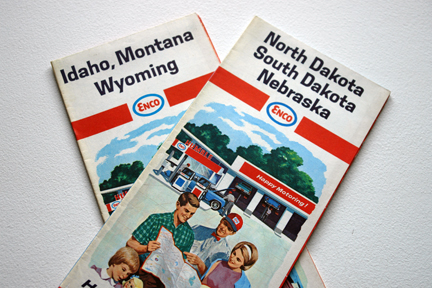 detail of a vintage Enco travel map from the 1960s