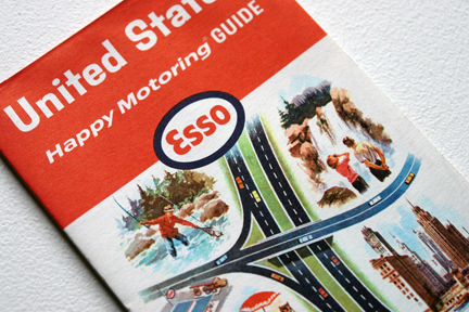 detail of a vintage Esso travel map from the 1960s