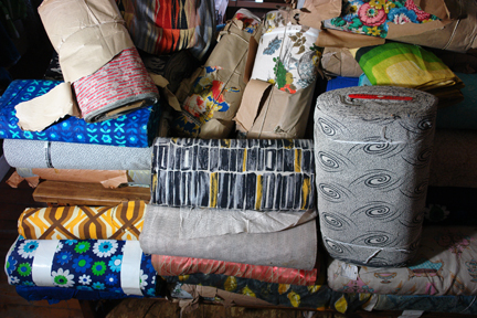 large number of vintage fabric bolts large number of vintage fabric bolts