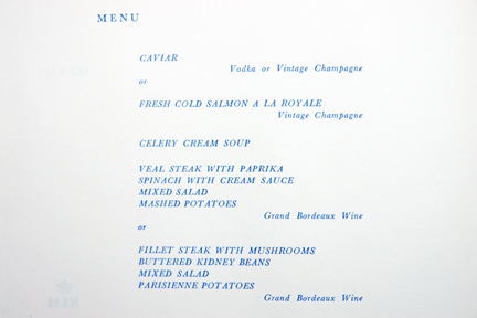 KLM in-flight menu items KLM in-flight menu items