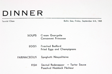 menu items on the Polish Ocean Lines dinner menu menu items on the Polish Ocean Lines dinner menu