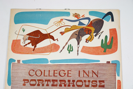 detail of 1950s Porterhouse menu