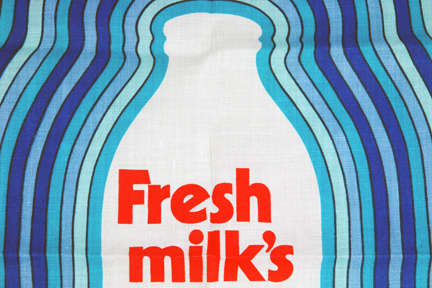 detail from a vintage milk bottle teatowel