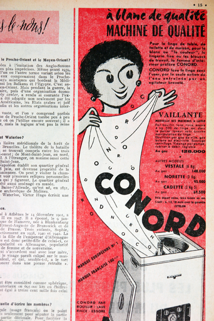 Stove advertisement from a vintage 1950s French "L'Echo de la Mode" magazine