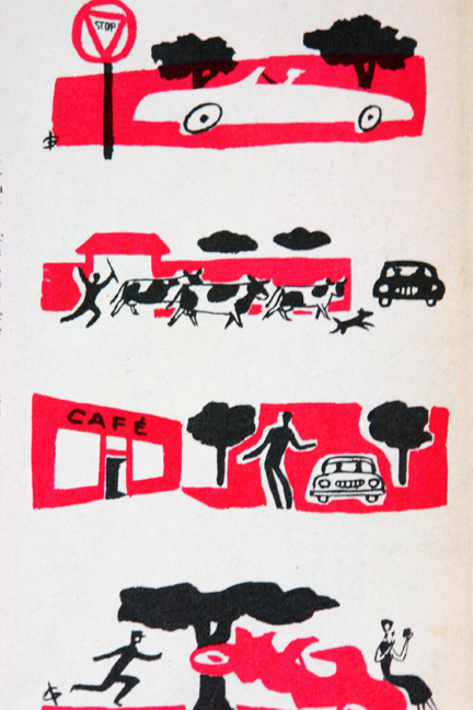 Red and black illustrations from a vintage 1950s French "L'Echo de la Mode" magazine Red and black illustrations from a vintage 1950s French "L'Echo de la Mode" magazine